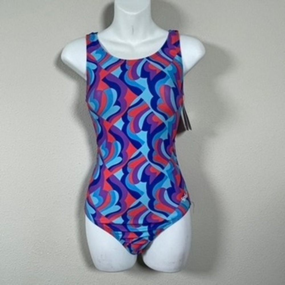 Dolfin‎ Uglies Swimsuit Women 34 XS/S Multicolor New Time Warp One Piece V-Back